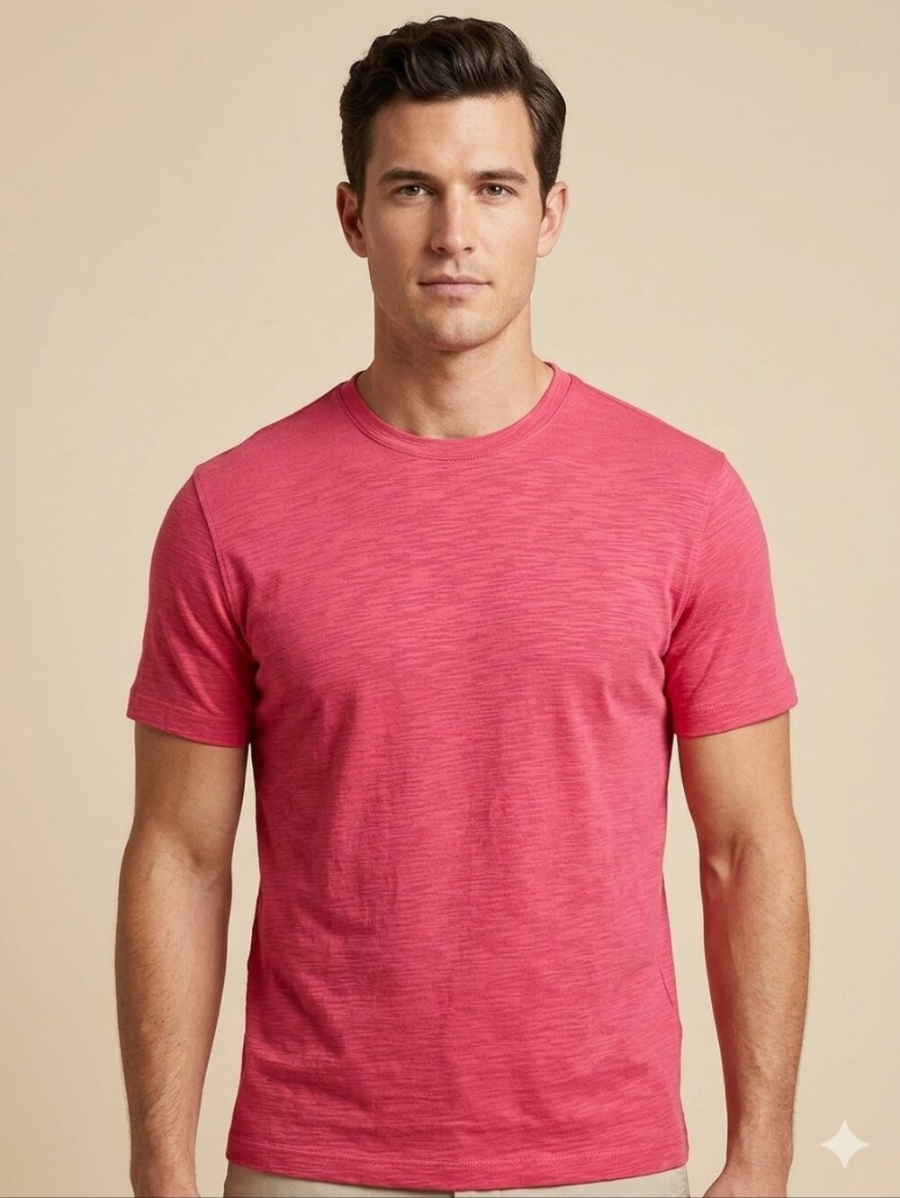Daniel Cremieux Pink Red Slub Knit Crewneck Tee Short Sleeve T- 100% Cotton - M